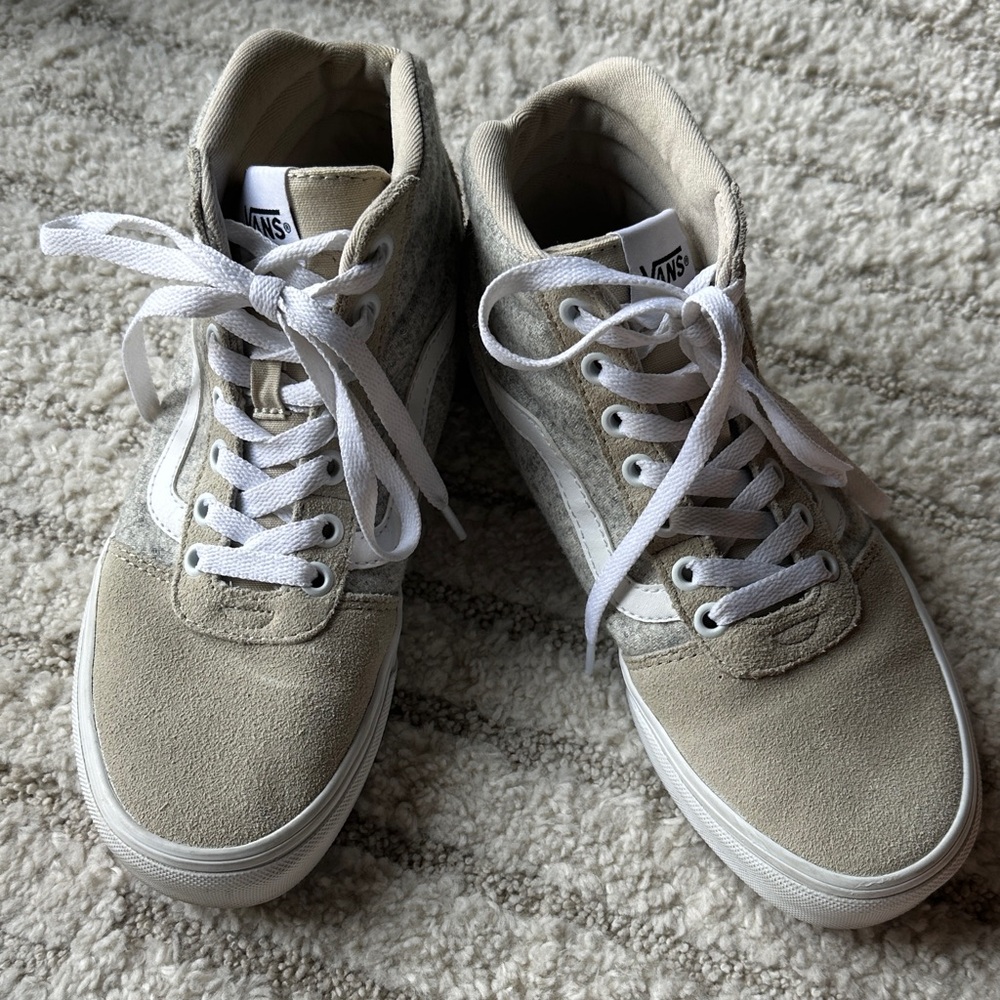 Vans Beige High-Top Sneakers with White Accents